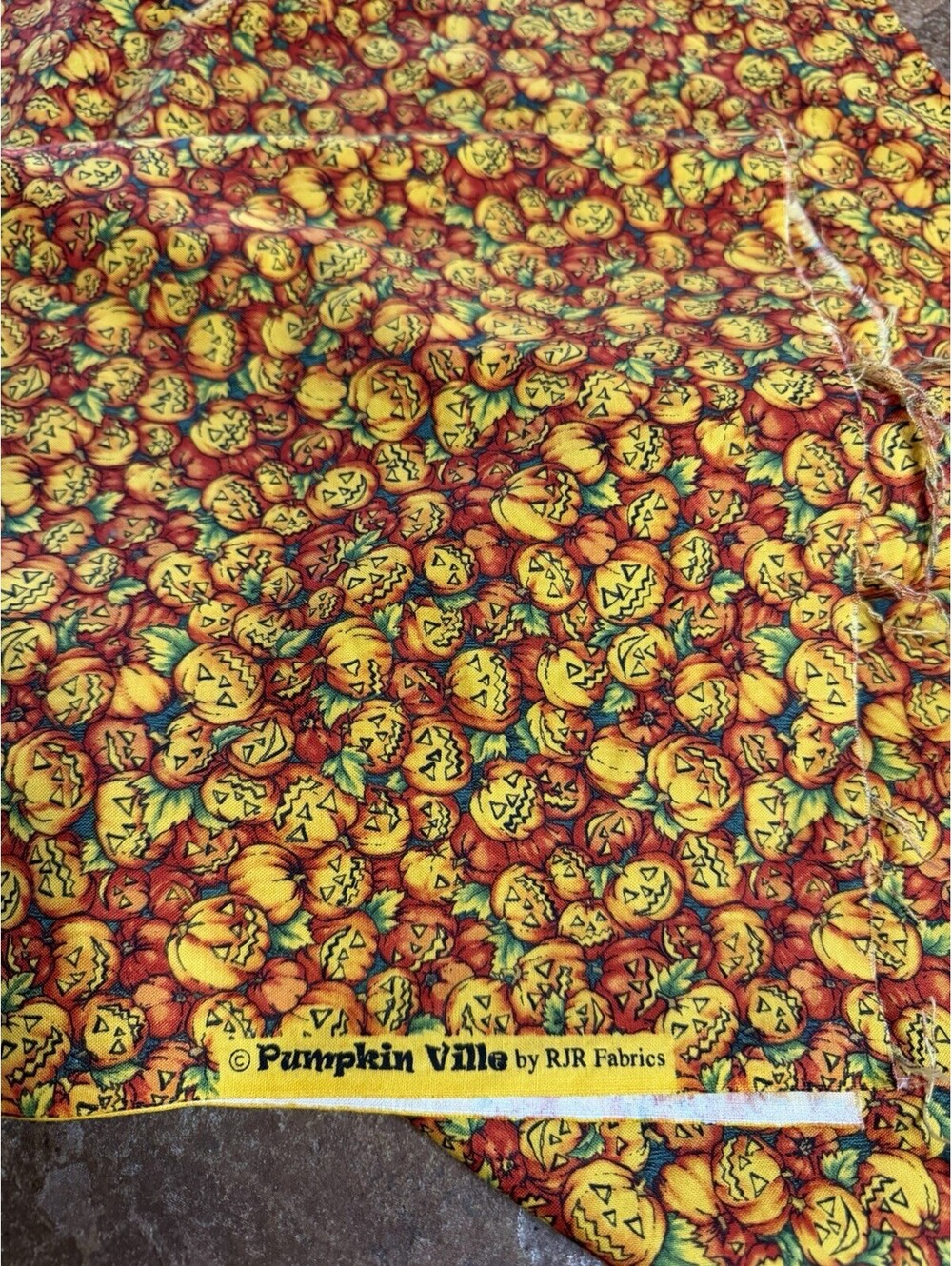 Pumpkin Ville By RJR Fabrics Halloween Pumpkin Pre Washed Cotton Fabric 1.5 Yd